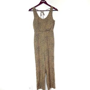 Women’s Leopard Backless Jumpsuit Romper Small Boho Boutique Brown Animal Print